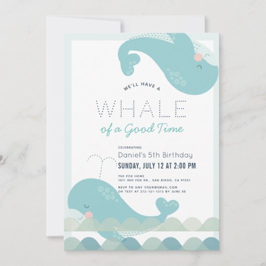 Een walvis van een goede tijd Blue Boy Verjaardag Kaart (Voorkant)