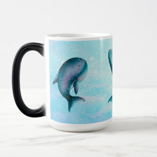 Een walvis van een staart - Blue Waterverf Whales Magische Mok