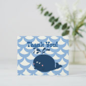 Een walvis van een staart Nautisch Blauw Dank u - Briefkaart (Staand voorkant)