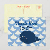 Een walvis van een staart Nautisch Blauw Dank u - Briefkaart (Voorkant / Achterkant)