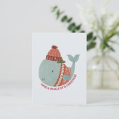 Een walvis voor kerstmis hebben briefkaart (Staand voorkant)