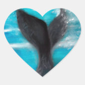 Een walvis-Waterverf Hart Sticker (Voorkant)