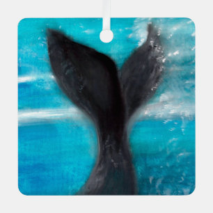 Een walvis-Waterverf Metalen Ornament