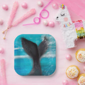 Een walvis-Waterverf Papieren Bordje (Feest)