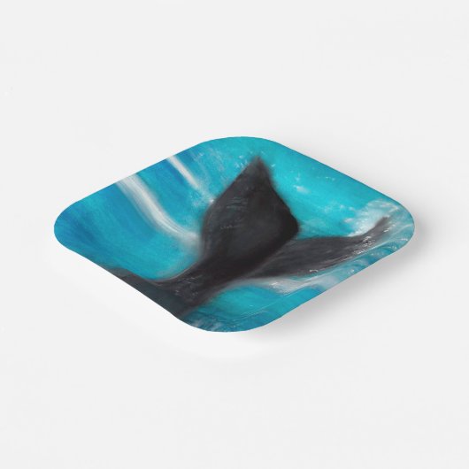 Een walvis-Waterverf Papieren Bordje (Gebogen)