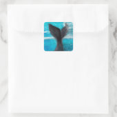 Een walvis-Waterverf Vierkante Sticker (Tas)