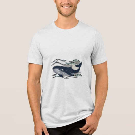 Een walvis zwemt, Tri-Blend shirt (Voorkant)