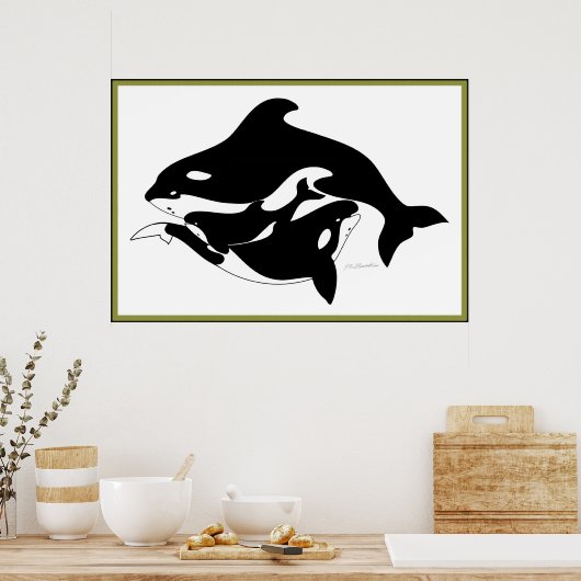 Een walvisfamilie poster (Keuken)