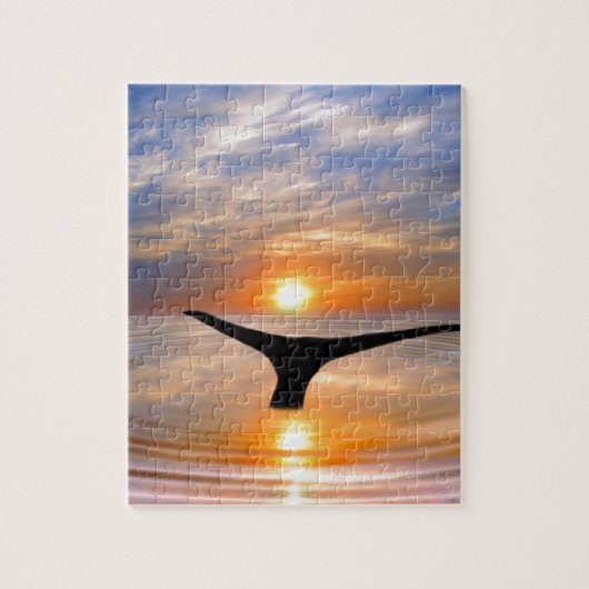 Een walvisstaart bij zonsondergang legpuzzel (Verticaal)