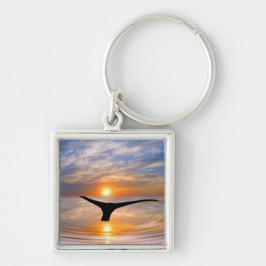 Een walvisstaart bij zonsondergang sleutelhanger (Voorkant)