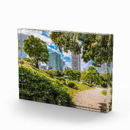 Een wandeling door Hama Rikyu tuinen, Tokio Fotoblokken