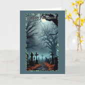 Een wandeling door het kerkhof Halloween Kaart (Gele Bloem)