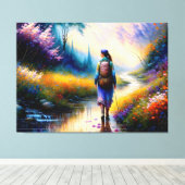 Een wandeling in de Bossen kunstwerk Canvas Afdruk (Insitu (Houten vloer))