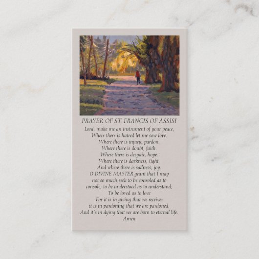 Een wandeling in de Lichte St. Francis Memorial Ka Visitekaartje (Voorkant)