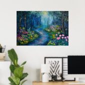 'Een wandeling in het bos' Wildflower Path Woodlan Poster (Thuiskantoor)