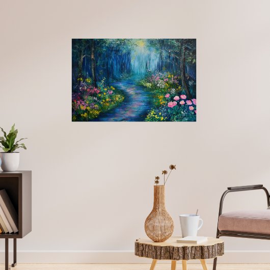'Een wandeling in het bos' Wildflower Path Woodlan Poster (Woonkamer 3)