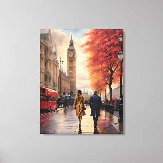Een wandeling in Londen Canvas Poster Print (Voorkant)