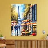 Een wandeling in Paris Stretch Canvas Waterverf Pr Afdruk (Insitu (Woonkamer))