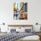 Een wandeling in Paris Stretch Canvas Waterverf Pr Afdruk (Insitu (Slaapkamer))