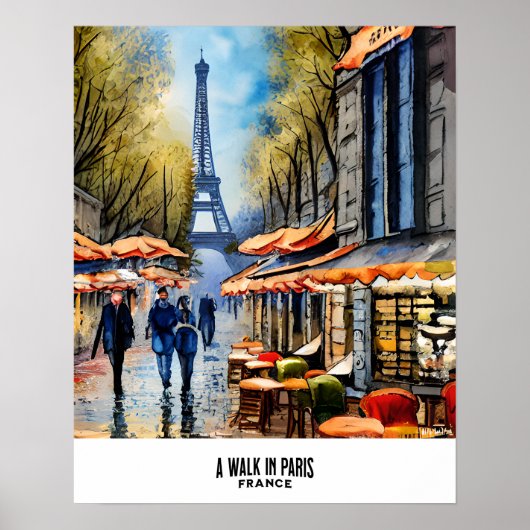 Een wandeling in Paris Wall Art Poster print leven (Voorkant)