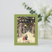 Een wandeling langs Christmas Memory Lane Feestdagenkaart (Staand voorkant)