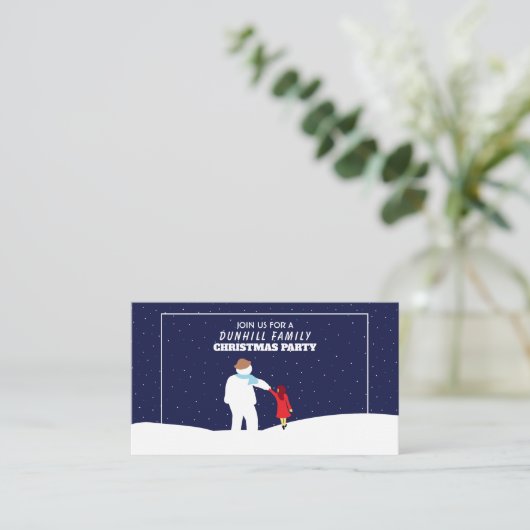 Een wandeling met Sneeuwman, Kerstfeest Uitnodigin Informatiekaartje (Staand voorkant)