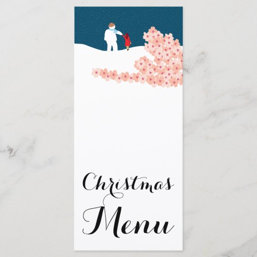 Een wandeling met Sneeuwman Kerstmenu Menu (Voorkant)