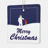 Een wandeling met Snowman-keramische keramiek Keramisch Ornament (Links)