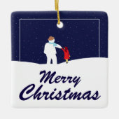 Een wandeling met Snowman-keramische keramiek Keramisch Ornament (Voorkant)