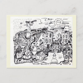 Een wandeling naar huis laat op de avond briefkaart