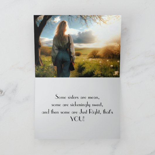 EEN WANDELING - ZUSTER VERJAARDAG KAART (Binnen)