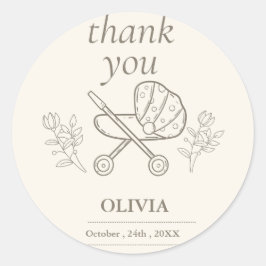 Een wandelwagen avontuur | genderneutraal Baby sho Ronde Sticker