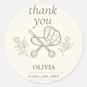 Een wandelwagen avontuur genderneutraal Baby sho Ronde Sticker