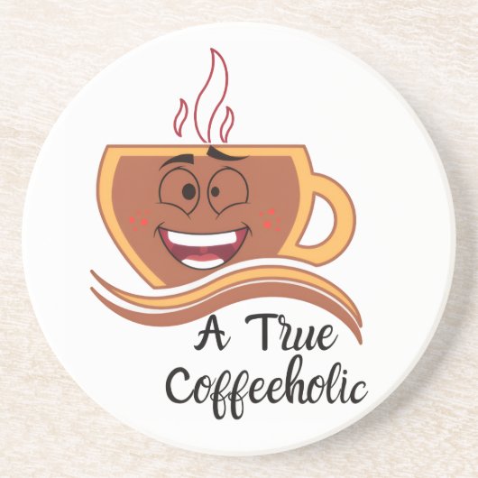 Een ware koffieverslaafde  zandsteen onderzetter (Voorkant)