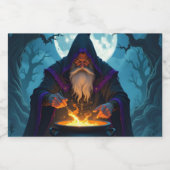 Een Warlock brouwt een Halloween-feest Likeurfles Etiket (Enkel label)