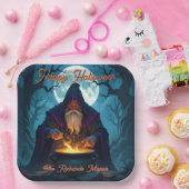 Een Warlock brouwt een Halloween-feest Papieren Bordje (Feest)