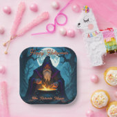 Een Warlock brouwt een Halloween-feest Papieren Bordje (Feest)