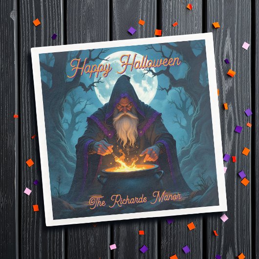 Een Warlock brouwt een Halloween-feest Servet