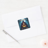 Een Warlock brouwt een Halloween-feest Vierkante Sticker (Envelop)