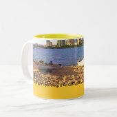 ...een warm bad - Sylvia Plath quote Tweekleurige Koffiemok (Voorkant links)