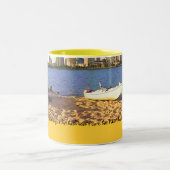 ...een warm bad - Sylvia Plath quote Tweekleurige Koffiemok (Center)