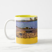 ...een warm bad - Sylvia Plath quote Tweekleurige Koffiemok (Links)