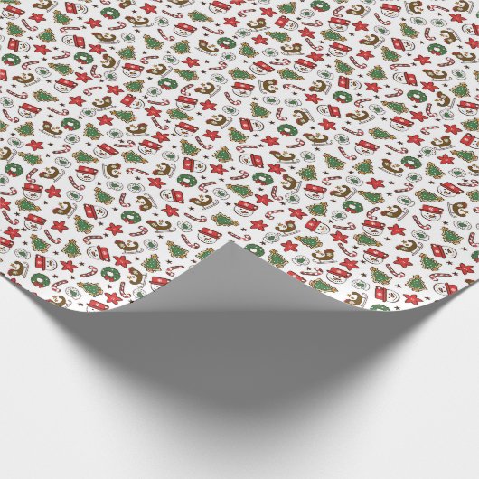 Een warm kerstpatroon met sneeuwpoppen en decorati cadeaupapier (Hoek)