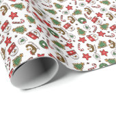 Een warm kerstpatroon met sneeuwpoppen en decorati cadeaupapier (Rol Hoek)