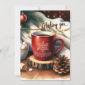 Een warm kopje kerstvreugde feestdagenkaart (Voorkant)