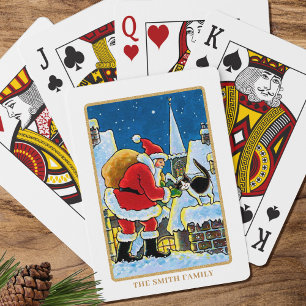 Een warm welkom Santa Cat Christmas Custom Pokerkaarten