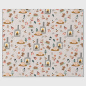 Een warm winterpatroon gevuld met katten en winter cadeaupapier (Vlak)