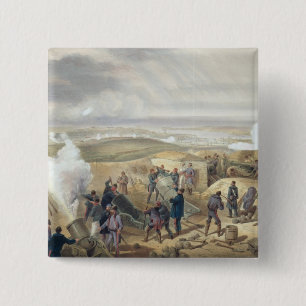 Een warme dag in de batterijen, bord van 'The Seat Vierkante Button 5,1 Cm