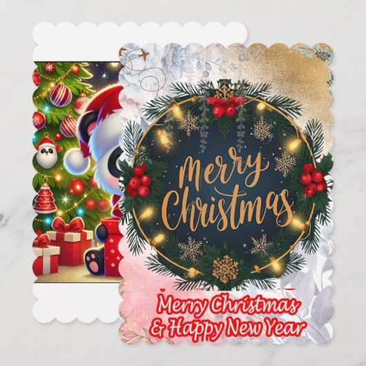 Een warme en heerlijke vrolijke kerst feestdagenkaart (Voorkant / Achterkant)