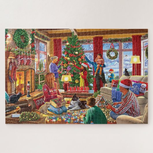 Een warme kerstbijeenkomst legpuzzel (Horizontaal)